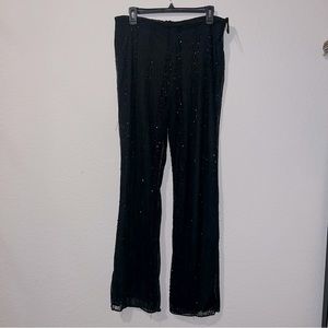 Vintage Laurence Kazar sequin embellished black wide leg pants